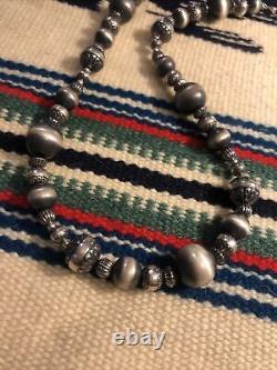 #2217 Perles Navajo Banc Collier De Perles Réglable 17-20 Argent Sterling 925
