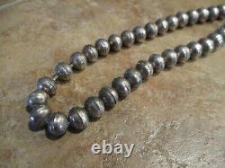 24 Marvelous Vintage Navajo Argent Sterling Pearls Collier De Perles Sur La Queue De Renard