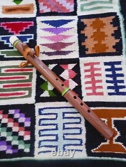 3 Flûtes Amérindiennes Tapis Style Navajo Motif Os / Ivoire Sculpté Neuf
