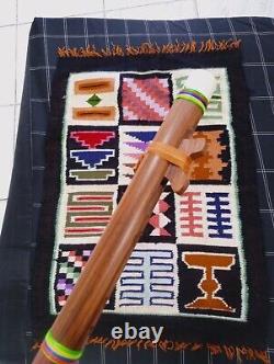 3 Flûtes Amérindiennes Tapis Style Navajo Motif Os / Ivoire Sculpté Neuf