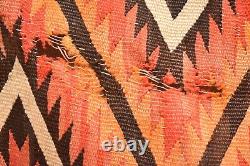 ATQ Navajo portant une couverture Serape Tapis amérindien ROUGE 62x41 Transitionnel