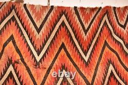 ATQ Navajo portant une couverture Serape Tapis amérindien ROUGE 62x41 Transitionnel