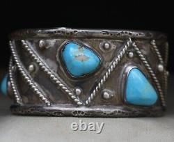 Alice Platero Bracelet manchette en turquoise et argent natif américain navajo grande taille