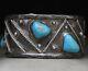 Alice Platero Bracelet Manchette En Turquoise Et Argent Natif Américain Navajo Grande Taille