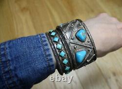 Alice Platero Bracelet manchette en turquoise et argent natif américain navajo grande taille