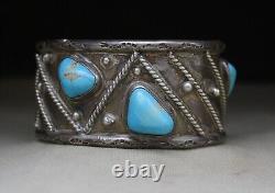 Alice Platero Bracelet manchette en turquoise et argent natif américain navajo grande taille