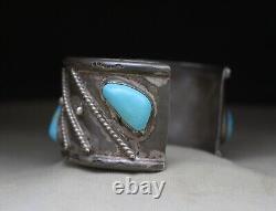 Alice Platero Bracelet manchette en turquoise et argent natif américain navajo grande taille