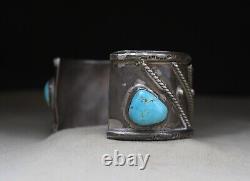 Alice Platero Bracelet manchette en turquoise et argent natif américain navajo grande taille