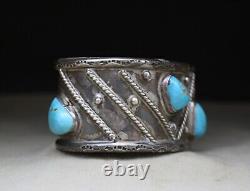 Alice Platero Bracelet manchette en turquoise et argent natif américain navajo grande taille