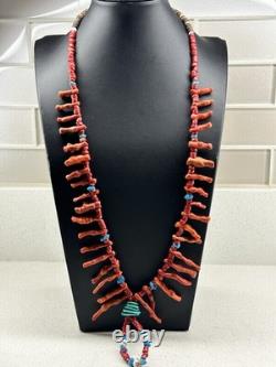 Amérindien Navajo Turquoise Corail Fermoir en Baril Excellent État