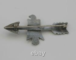 Amérindienne Navajo Arrow Et Thunderbird Sterling Pin Brooch Antique