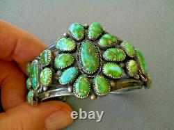 Amérindienne Sonoran Gold Turquoise Cluster Sterling Silver Cuff Bracelet