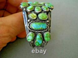 Amérindienne Sonoran Gold Turquoise Cluster Sterling Silver Cuff Bracelet