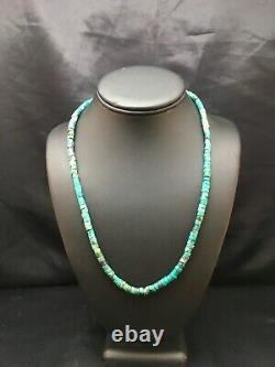 Amérindienne Turquoise 6 MM Heishi Perle Sterling Argent 20 Collier 2502