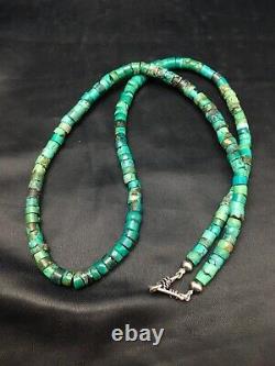 Amérindienne Turquoise 6 MM Heishi Perle Sterling Argent 20 Collier 2502