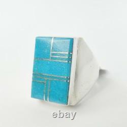 Amérindienne Wilbert Gray Sterling Argent Turquoise Inlay Hommes Taille De Bague 10