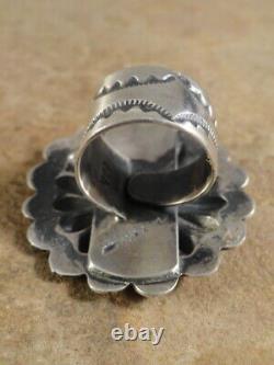 Ancien Style Navajo Sterling Silver Stamped Concho Ring Sz. 7 1/2
