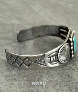Ancien bracelet en argent turquoise Navajo vintage fait main 6,5 pouces