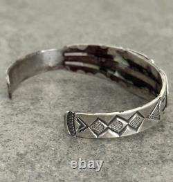 Ancien bracelet en argent turquoise Navajo vintage fait main 6,5 pouces