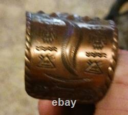 Ancien bracelet en cuivre Navajo de l'époque Fred Harvey vraiment fin
