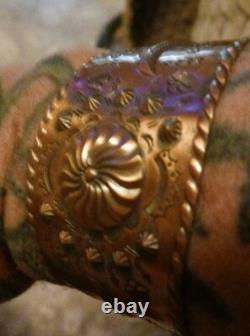Ancien bracelet en cuivre Navajo de l'époque Fred Harvey vraiment fin