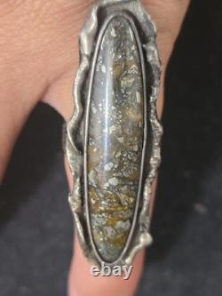 Ancienne bague Navajo amérindienne en argent sterling