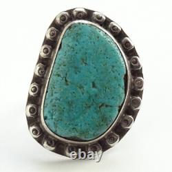 Ancienne bague en turquoise naturelle navajo taille 7 estampillée gouttes de pluie 925