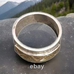 Anneau Navajo Amérindien 14k et Argent Sterling taille 6.3/4 Signé et Estampillé