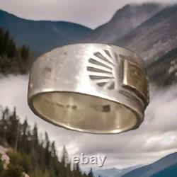 Anneau Navajo Amérindien 14k et Argent Sterling taille 6.3/4 Signé et Estampillé