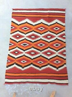 Antique Navajo Transition C. 1890 Tapis Couverture De Tissage Textile Amérindien