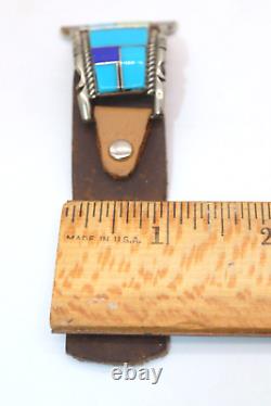 Argent Sterling Native American Turquoise Revival Inlay Leather Apple Watch Band