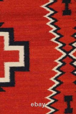 Art ancien amérindien boho tapis en laine Ganado Navajo tapis Two Grey Hill