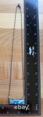 Artisan Navajo Américain Tia Long Kingman Collier Bar Dahlia Bleu Glacé