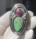 Artiste Amérindien Navajo W. Johnson, Bague En Turquoise Sterling Taille 6.75, 24g