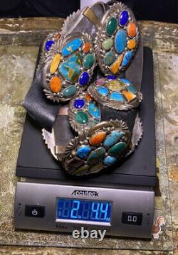 Authentic Native American Wilson Begay Multi-stone Sterling Silver Concho Belt