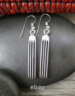 Authentiques boucles d'oreilles pendantes en argent sterling des Amérindiens Navajo