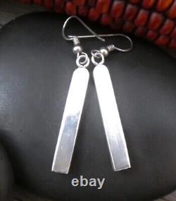 Authentiques boucles d'oreilles pendantes en argent sterling des Amérindiens Navajo