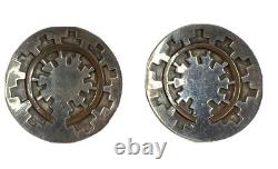 BOUCLES D'OREILLES EN ARGENT STERLING NAVAJO NATIVE AMERICAN VINTAGE SIGNÉES BP BENNY PINTO