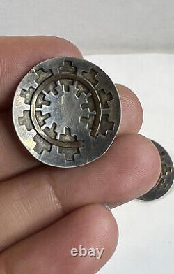 BOUCLES D'OREILLES EN ARGENT STERLING NAVAJO NATIVE AMERICAN VINTAGE SIGNÉES BP BENNY PINTO