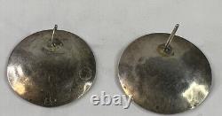 BOUCLES D'OREILLES EN ARGENT STERLING NAVAJO NATIVE AMERICAN VINTAGE SIGNÉES BP BENNY PINTO