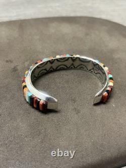 BRACELET EN BRACELET EN TURQUOISE NAVAJO NATIVE AMERICAN RAY ADAKAI 42,4 G. 925 Argent Sterling OP