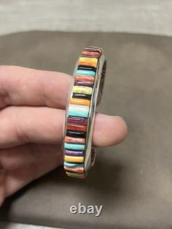 BRACELET EN BRACELET EN TURQUOISE NAVAJO NATIVE AMERICAN RAY ADAKAI 42,4 G. 925 Argent Sterling OP