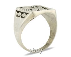 Bague Aigle Navajo. Argent 925 fait main Artiste Amérindien C. années 1980