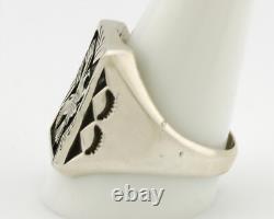 Bague Aigle Navajo. Argent 925 fait main Artiste Amérindien C. années 1980