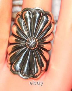 Bague Concho Navajo Taille 8 Argent Sterling D. Cadman Amérindien