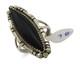 Bague Navajo 925 Argent Onyx Estampée à La Main Artiste Amérindien C. Années 80