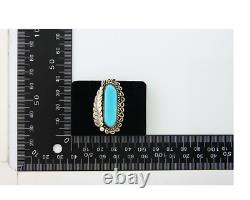 Bague Navajo 925 Argent Sterling Turquoise Bleue Artiste Amérindien C. Années 80
