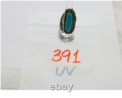 Bague Navajo 925 Argent Sterling Turquoise Bleue Artiste Amérindien C. Années 80