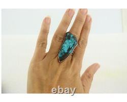 Bague Navajo 925 Argent Sterling Turquoise Bleue Bisbee Artiste Native C. Années 80
