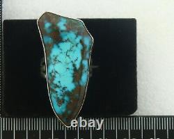 Bague Navajo 925 Argent Sterling Turquoise Bleue Bisbee Artiste Native C. Années 80